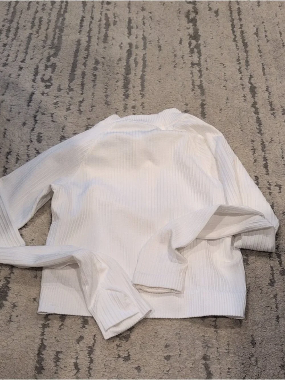 Lululemon Rest Less Cropped 1/2 ZipDiagonal Rib Silver Drop / White